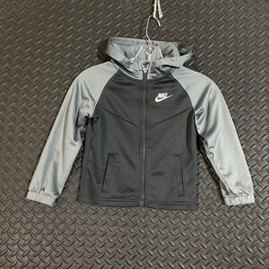 Nike Black Gray Hooded Full Zip Sweater Boy's 4T (3-4 Years)‎